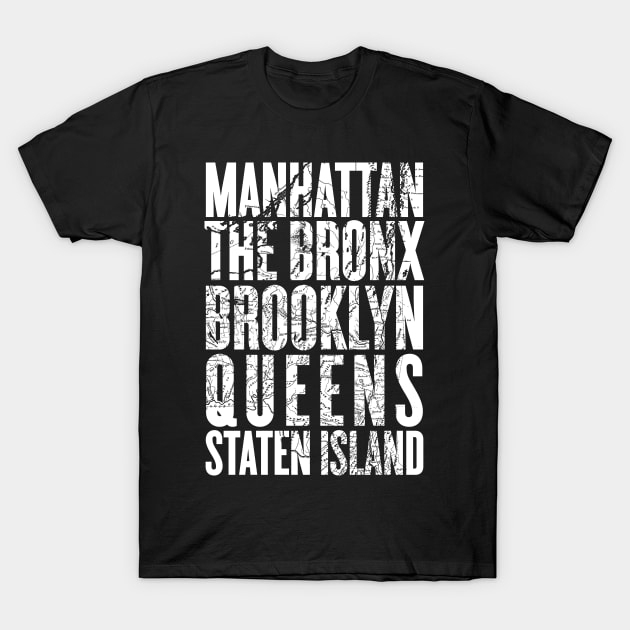 New York City Boroughs Minimalist Design T-Shirt by goodwordsco